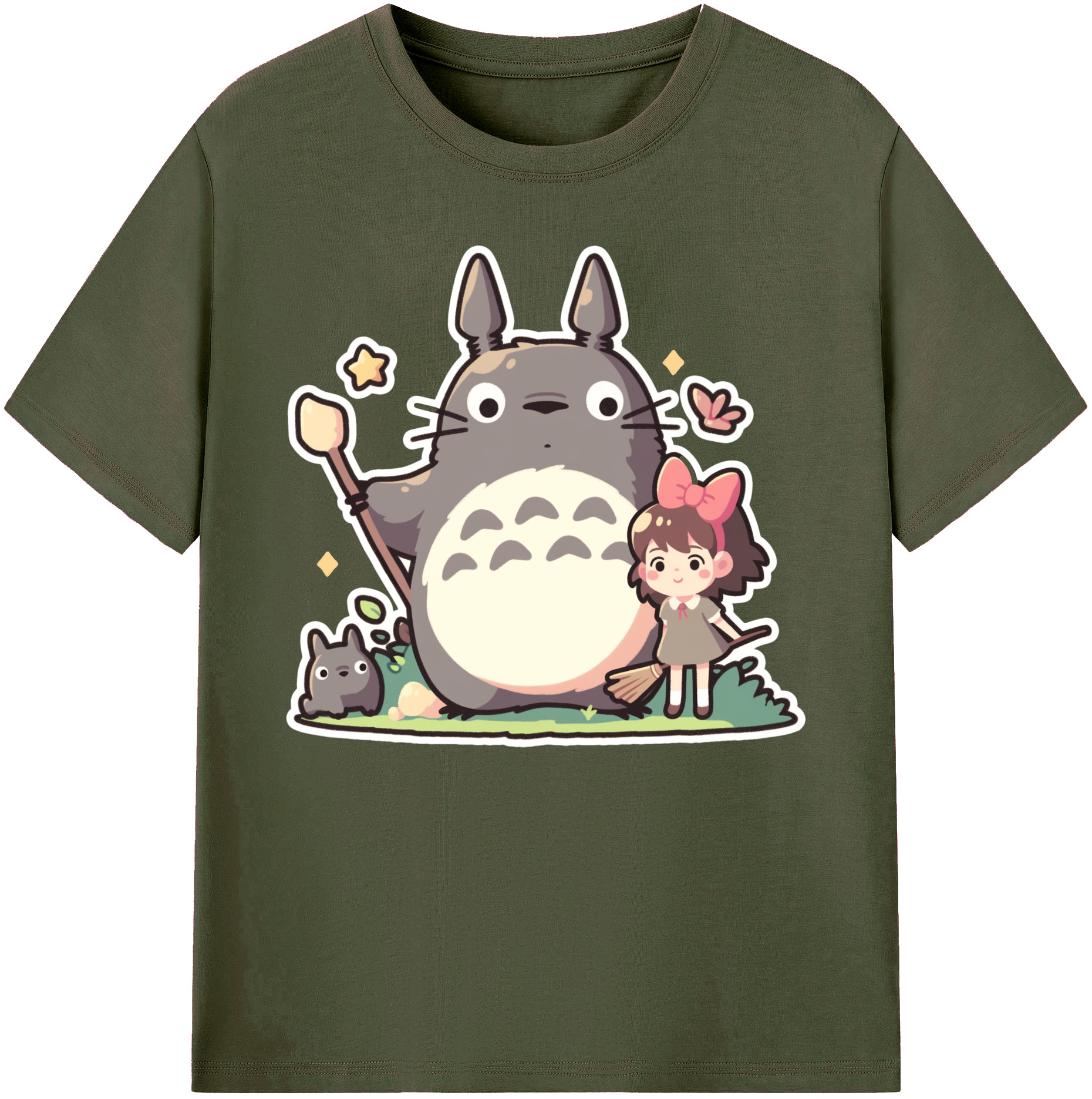 （画像用） となりのトトロ 草壁メイ 草壁サツキ My Neighbor Totoro Satsuki Kusakabe Mei Kusakabe 綿100％ メンズ半袖Tシャツ｜肌触りやわらか＆通気性